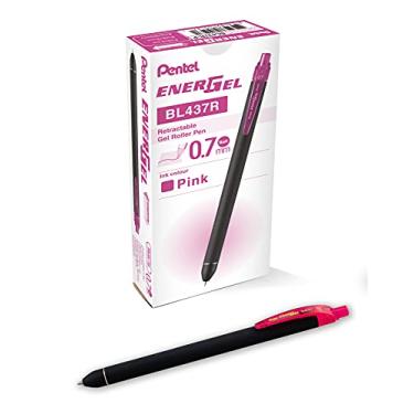 Imagem de Pentel Caneta de gel líquida EnerGel Kuro (0,7 mm), linha média, tinta rosa, pacote com 12 (BL437R1-P)