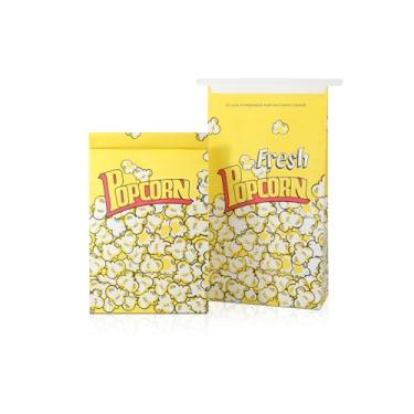 Imagem de Bakbania Pacote com 100 sacos de pipoca, 29 x 15 x 7 cm, sacos de papel; pipoca, alimentos, padaria, estanho, trava, trava, trava, biscoitos, para suprimentos de máquinas de pipoca