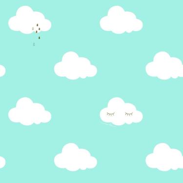 Imagem de Papel de Parede Fofura Baby Nuvens Fundo Azul FF4013