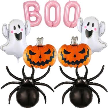 Imagem de Halloween Balloons Decorations Pink Boo Balloons Set halloween Ghost Black Spider Orange Pumpkin Foil Balloon for Birthday Baby Shower Halloween Party Decorations 9Pcs