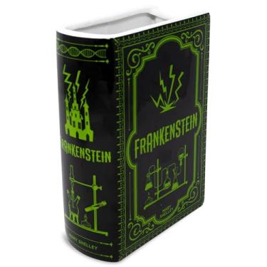 Imagem de Vaso decorativo grande em forma de livro original da Steel Mill & Co, vasos de cerâmica para decoração de casa, linda decoração de estante, vaso exclusivo para amantes de livros (Frankenstein)