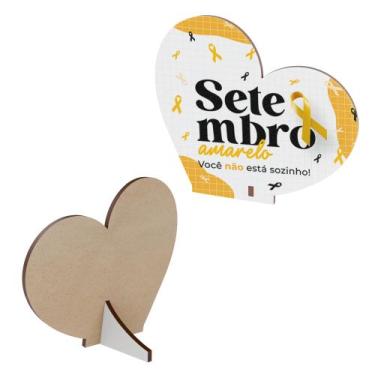 Imagem de Kit 20 Lembrancinhas MDF Coração Campanha Setembro Amarelo - Dk Decor,
