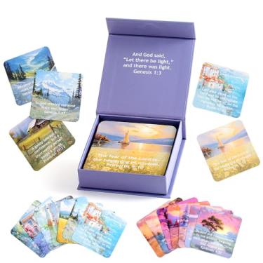 Imagem de icceemee Cartões de versículo da Bíblia, 50 cartões de oração inspiradores motivacionais de incentivo às escrituras sortidos, presentes bíblicos cristãos