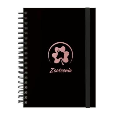 Imagem de Caderno Colegial Plus 12 Matérias Profissões Zootecnia (Preto e Rosê)