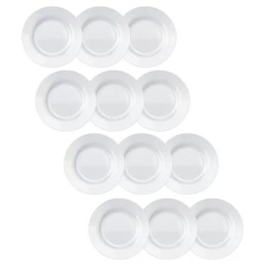 Imagem de Kit 12 Pratos Opaline Menu Sobremesa 19cm Vidro Branco Nadir - Nadir F