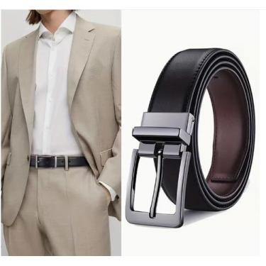 Imagem de Cinto Masculino Couro Dupla Face 2 Em 1 Marrom e Preto - cinto top, Du