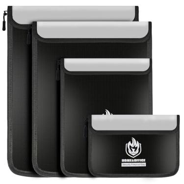 Imagem de Pacote com 4 sacos de documentos à prova de fogo, porta-documentos à prova d'água com zíper, bolsa de dinheiro à prova de fogo para dinheiro, envelope à prova de fogo, organizador de armazenamento