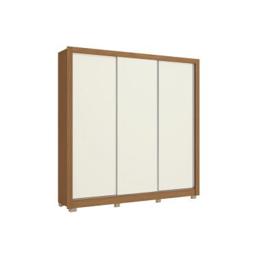 Imagem de Guarda Roupa 3 Portas de Correr e 2 Gavetas c/ Pés CB03M570 Flex Canela/Canela ou Off White - Kappesberg