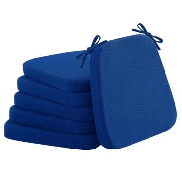 Imagem de Almofadas de cadeira para cadeiras de jantar e cozinha 5 cm de espessura de espuma de alta densidade com infusão de gel antiderrapante removível lavável capa laços confortáveis e respiráveis almofadas