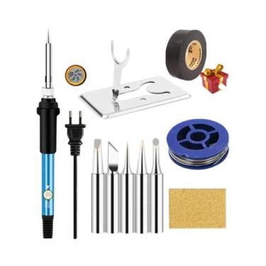 Imagem de Ferro De Solda Elétrico De 60W Com Temperatura Ajustável E Kit De Sold