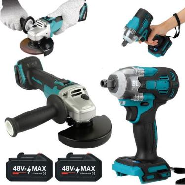 Imagem de Kit Profissional Lixadeira Chave De Impacto 48v Com 2 Baterias Linha P