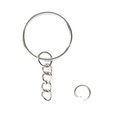 Imagem de Chaveiro De Prata 25MM 30 50 100 200 Peças Com Conector De Argola Para