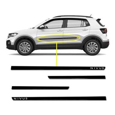 Imagem de Kit Friso Lateral Personalizado Modelo Slim Cor Preto Nivus 2020 2021 