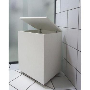Imagem de Cesto De Roupas Baú Roupeiro Tulha Com Rodízios Branco - FORMALIVRE