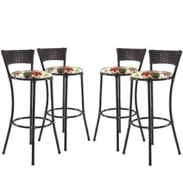 Imagem de Jogo Com 4 Banquetas Alta Forts Vermelho Floral, Fibra Uv Bancada, áre