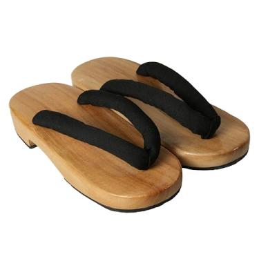 Imagem de Sandálias de fio dental de madeira, tamancos de madeira, sandálias tradicionais japonesas, Preto, 8.5 Women/8 Men