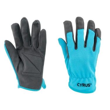 Imagem de CYRUS Luvas de jardinagem para mulheres e senhoras, luvas de couro para jardim masculinas com aderência, trabalho para capina, escavação, poda, tamanho grande, azul