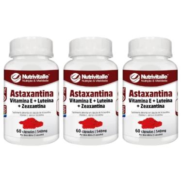 Imagem de Astaxantina +Vit.E + Luteina + Zeaxantina 60 Cápsulas 540mg Nutrivitalle 3 Potes