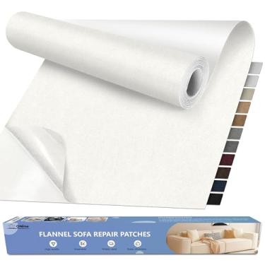 Imagem de ONine Kit de reparo de sofá de microfibra, adesivo de 139,7 x 30,5 cm, multicolorido, impermeável à água, adequado para sofás, tendas, bolsas, roupas, assentos de carro, móveis (branco)