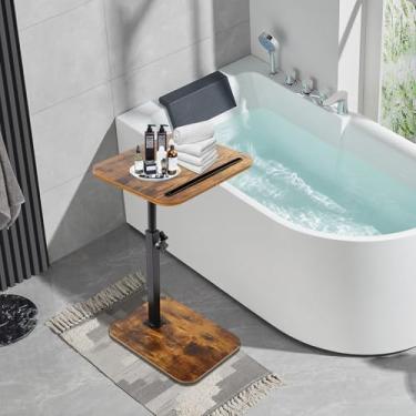 Imagem de Bandeja de TV, bandeja de descanso de braço ajustável de altura giratória para sofá, cama, banheiro, bandeja de TV, mesa de canto em forma de C, bandejas de lanche para comer