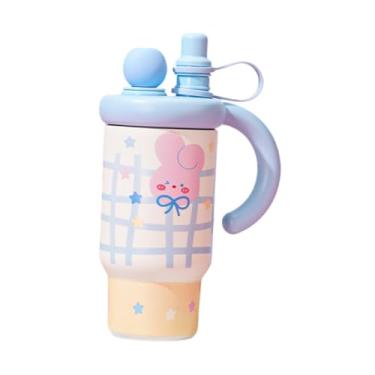 Imagem de WeiLaiKeQi Caneca térmica de 800 ml, à prova de vazamento, com alça, em aço inoxidável, para carro, casa, esportes, ao ar livre, Coelho Azul