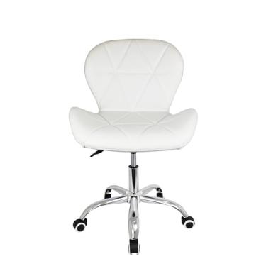 Imagem de Cadeira Escritório Eiffel Slim Home Office Evolux Base Giratória com Rodinhas em Couro Sintético na Cor Branca