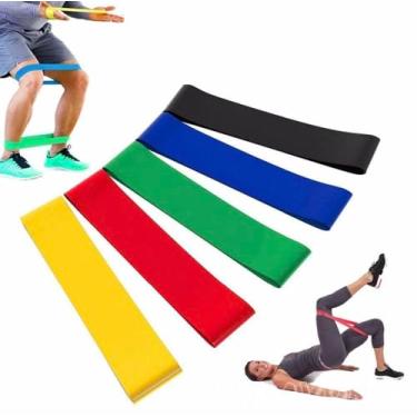 Imagem de Kit 5 Faixas Elasticas Mini Band Para Exercício Funcional Corpo Todo Alongamento Musculação Faixa De Borracha Academia Faixa Elastica Para Treino Em Casa Ginastica Pilates Fisioterapia e Yoga Premium