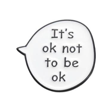 Imagem de Uijokdef Broche de mensagem decorativa, emblema de liga branca com texto em inglês, formato de caixa de diálogo redonda, 2,9 x 3,5 cm, 0.8 Inches, Latão, Sem Pedra Preciosa