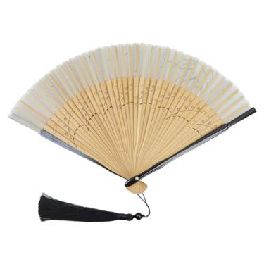 Imagem de Tsnamay Ventoinhas dobráveis clássicas de 38 cm para mulheres, dobrável, leque dobrável de seda de bambu para decoração de casamento, festival de música de dança, decoração de casamento, estampa de