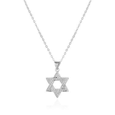 Imagem de Colar de estrela de Davi banhado a ouro 14K feito em Israel – Pingente de bênção judaica para mulheres, cor dourada, presente de Shabat de, 24", Banhado a ouro, Sem Pedra Preciosa