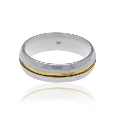 Imagem de Aliança Rommanel Aço com aplique de Ouro  210060, 28