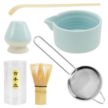 Imagem de ZLHETWT Conjunto de chá Matcha, conjunto de kit Matcha, conjunto de tigela e batedor, kit de chá matcha, conjunto de ferramentas Matcha, kit prático matcha para fazer chá para amantes de matcha (azul)