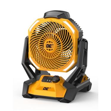 Imagem de AEROZY Ventilador de canteiro de obras, ventilador operado por bateria, com luzes LED, velocidade variável, gancho para pendurar A - 1 novo