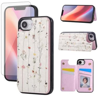 Imagem de Asuwish Capa de telefone para iPhone 16e/SE 2025/SE 4 carteira celular com protetor de tela flor luxuosa suporte para cartão i Phone16e i16e 16 e SE4 4ª geração 16eCase mulheres meninas flores secas