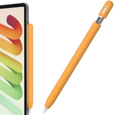 Imagem de FAFALITHIC Capa de silicone compatível com Apple Pencil USB-C Decagon capa protetora antiderrapante suporte acessório magnético (amarelo)