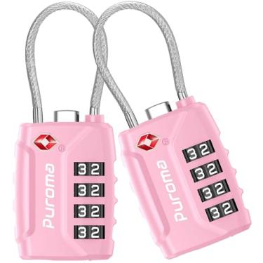 Imagem de Puroma Pacote com 2 cadeados de bagagem aprovados pela TSA, combinação de 4 dígitos, cadeado de código redefinível com corpo de liga de zinco para mala, caixa de ferramentas, mochila, bolsa, armário