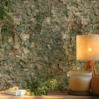 Imagem de ESSMOKO Papel de parede moderno 3D textura de casca de musgo autoadesivo PVC impermeável papel de parede banheiro sala de estar cozinha adesivo de fundo verde 45 * 500 cm