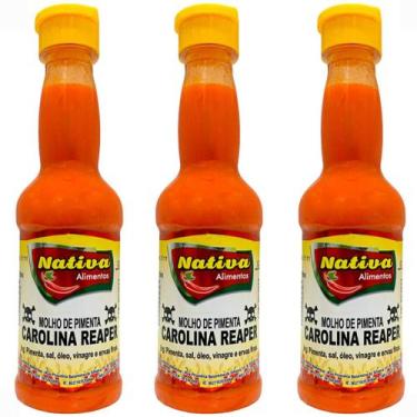 Imagem de Kit c/ 3 Pimentas Carolina Reaper 150ml A + forte do Mundo - Nativa
