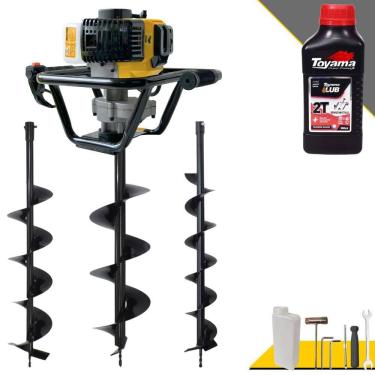 Imagem de Polaca Cavadeira À Gasolina Lynus PSL517 Motor 2T 52cc 1,8HP 9.000rpm Perfurador de Solo Com 3 Brocas 80x10cm 80x15cm 80x20cm + ÓLEO TOYAMA 2T