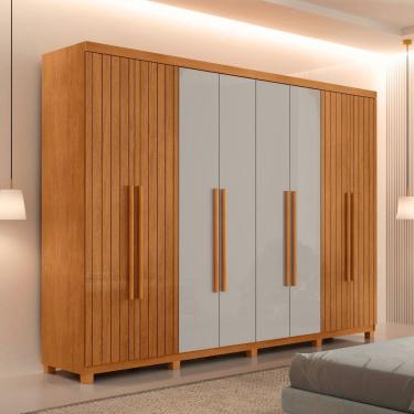 Imagem de Guarda Roupa Casal Toronto 100 MDF 8 Portas e 4 Gavetas com Pes Moderna Mobilia