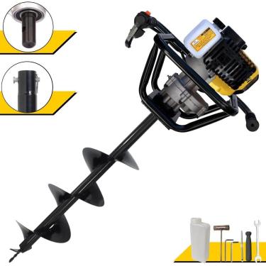 Imagem de Perfurador de Solo Polaca Cavadeira Lynus PSL-517 À Gasolina 52cc 1,8HP Alta Rotação e Performance P/ Construção Civil + Broca 80x20cm