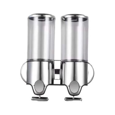 Imagem de Dispensador Manual Multifuncional Para Sabonete LíQuido E Shampoo | Suporte De Parede Prateado Com Garrafa Transparente IncluíDa | Porta Sabonete LíQuido Para Banheiro(2 Garrafa)