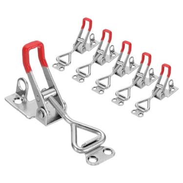 Imagem de HARFINGTON 6 peças de braçadeira ajustável M5 x 24 mm 99.8 kg capacidade de retenção 4001 estilo trava de liberação rápida prendedores ferrolho com orifício de bloqueio para tampa de defumador