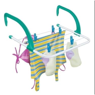 Imagem de Varal Portátil De Janela Apartamento Varanda Seca Roupas Retrátil