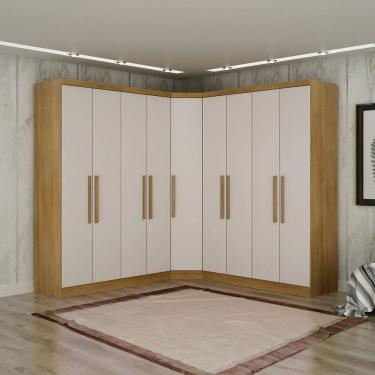 Imagem de Guarda-roupa Casal 9 Portas 3 Peças Modulado Cairo Cumaru/Cinza