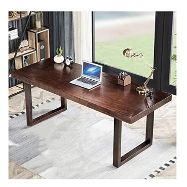 Imagem de 5sssallefaa Mesa de escritório, mesa de computador de madeira maciça, mesa de madeira de pinho natural com apoio para os pés ajustável, uso em estudo, escritório (5 cm 160 x 70 x 75 cm) (8 cm 220 x 90