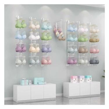 Imagem de Suporte de exibição de roupas íntimas de metal, suporte de sutiã combinado montado na parede, suporte de armazenamento de meia-calça, moderno, criativo, loja de varejo cabides de roupas para varejo