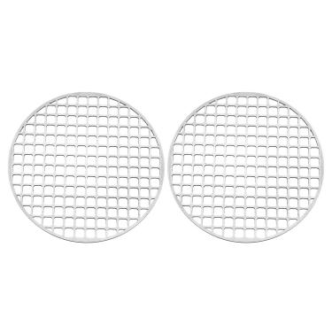 Imagem de PATIKIL Grelhas redondas de malha para churrasco, 2 peças de grade circular de aço inoxidável de 17,78 cm com furo quadrado, rede de churrasqueira redonda para acampamento ao ar livre, festas em casa