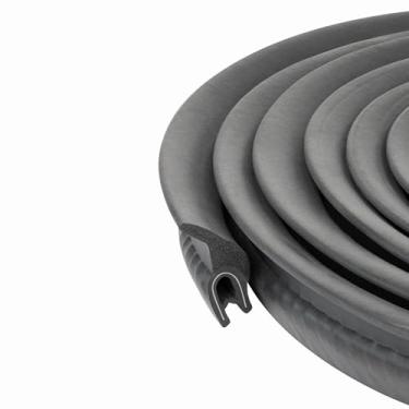 Imagem de Vedação de borracha | Altura U: 73,6 cm / 162,8 cm / Altura da flangea: 53,8 cm / 81,3 cm / Alcance da aderência: 1,9 cm - 1,9 cm / 81,3 cm / Para portas, escotilhas, armários, armários, capuz, tampa do motor, capa de motor etc., 15 Feet, Black