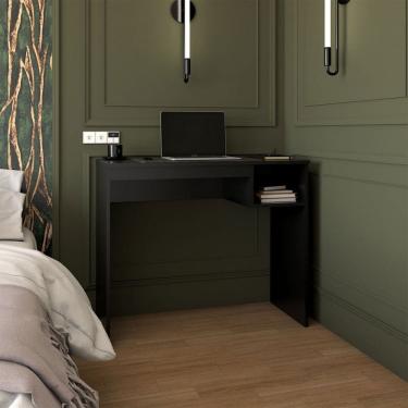 Imagem de Mesa Escrivaninha Lugano 1 Nicho Preto Fosco - Panorama Móveis